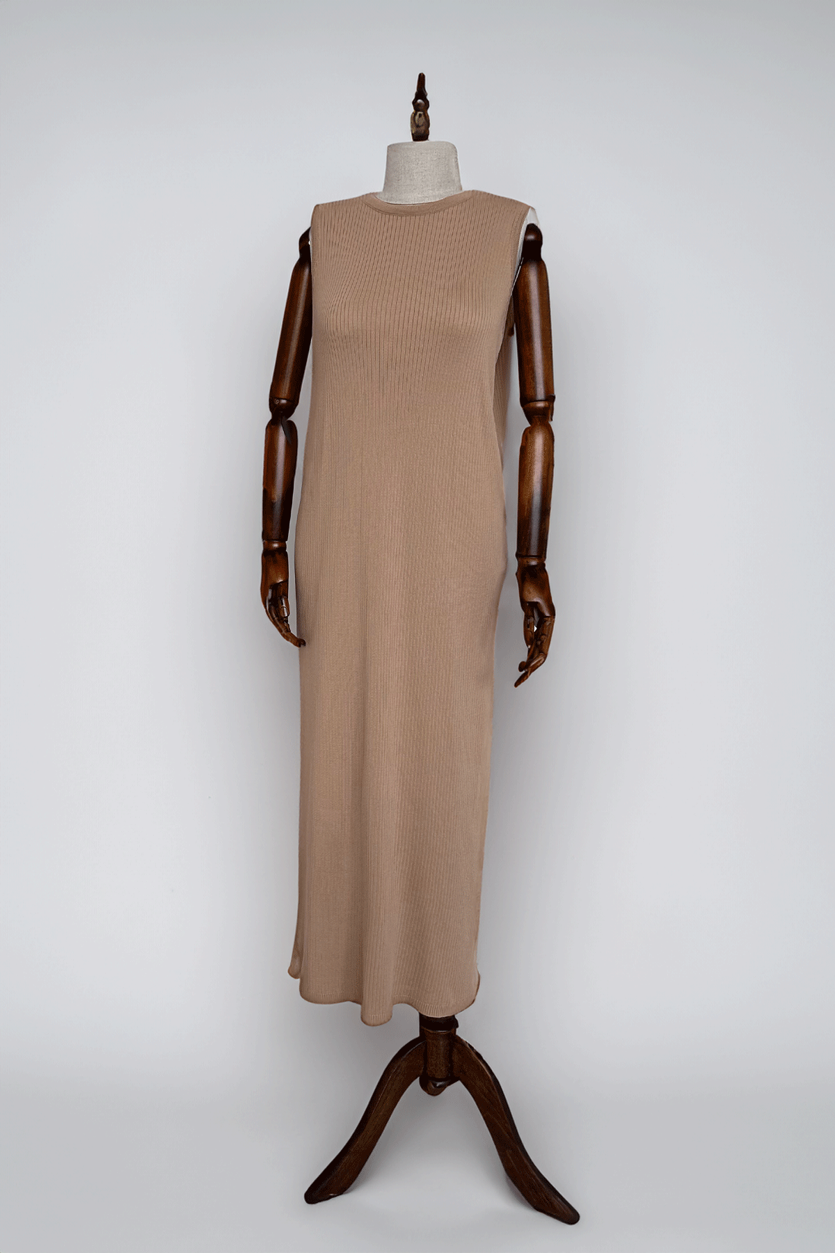 Mercerized Sleeveless Dress - Camel