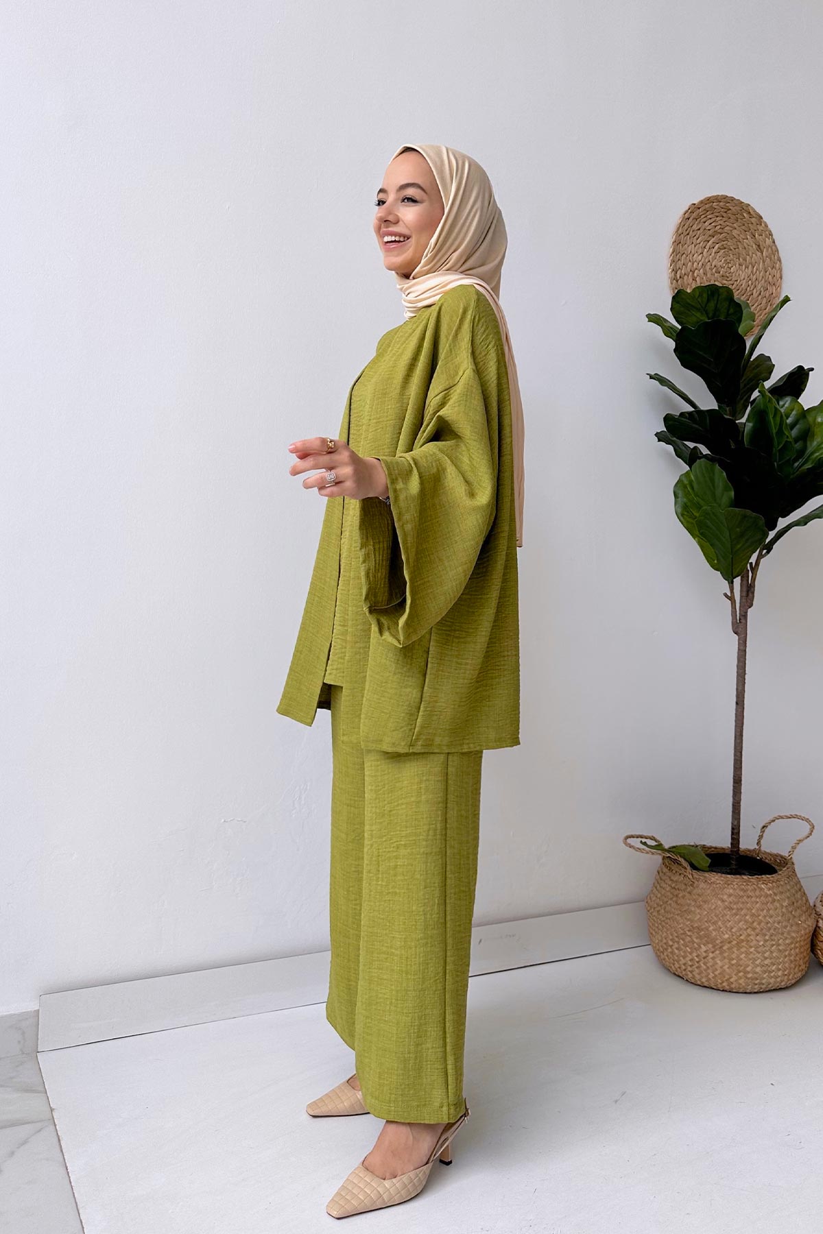 Triple Linen Suit - Oil Green