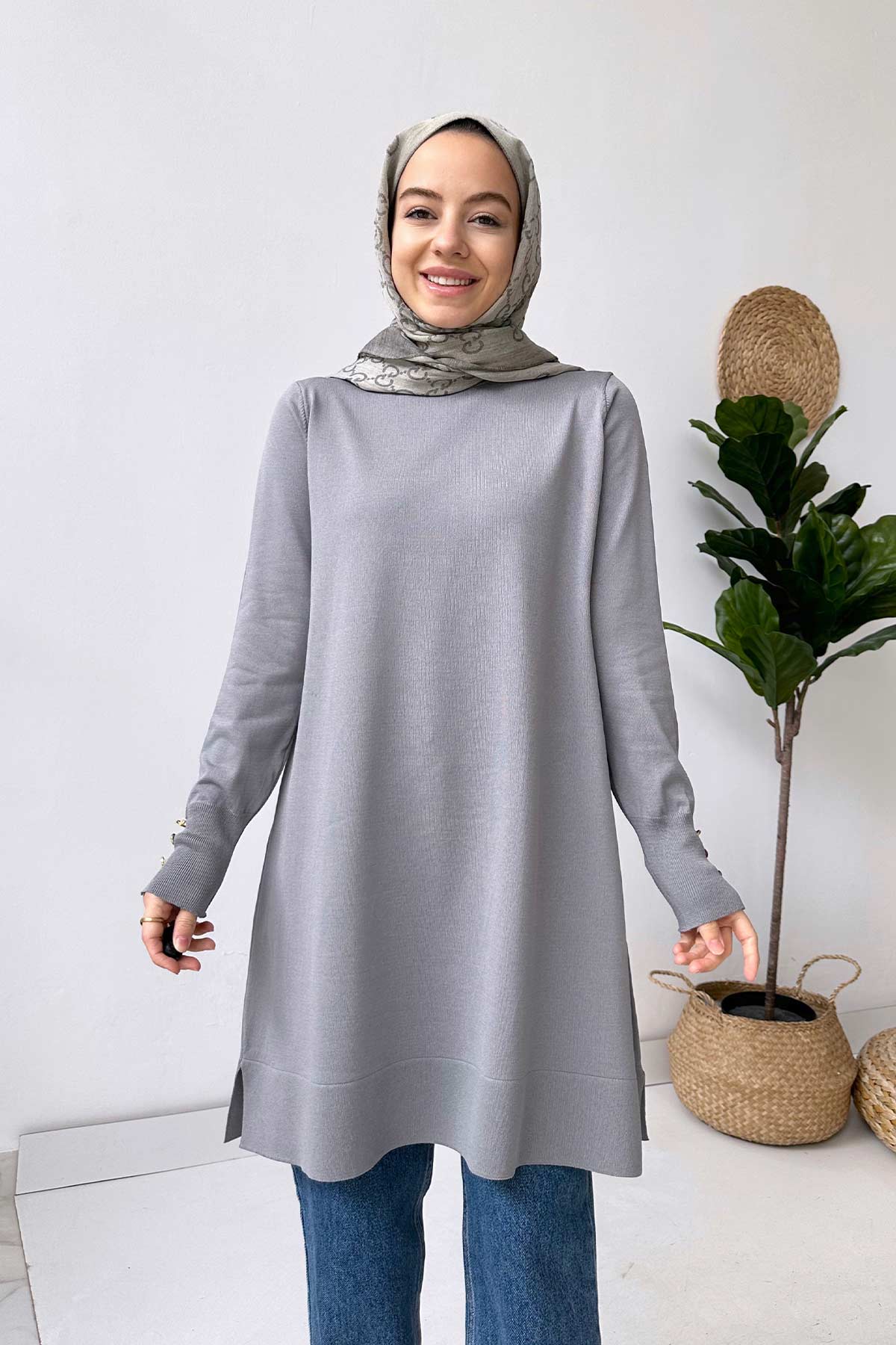 A Form Mercerized Tunic - Grey