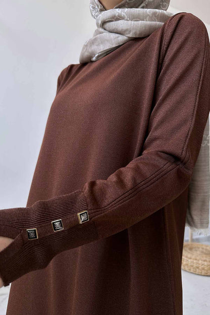 A Form Mercerized Tunic - Brown