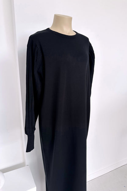 Balloon Sleeve Mercerized Dress - Black