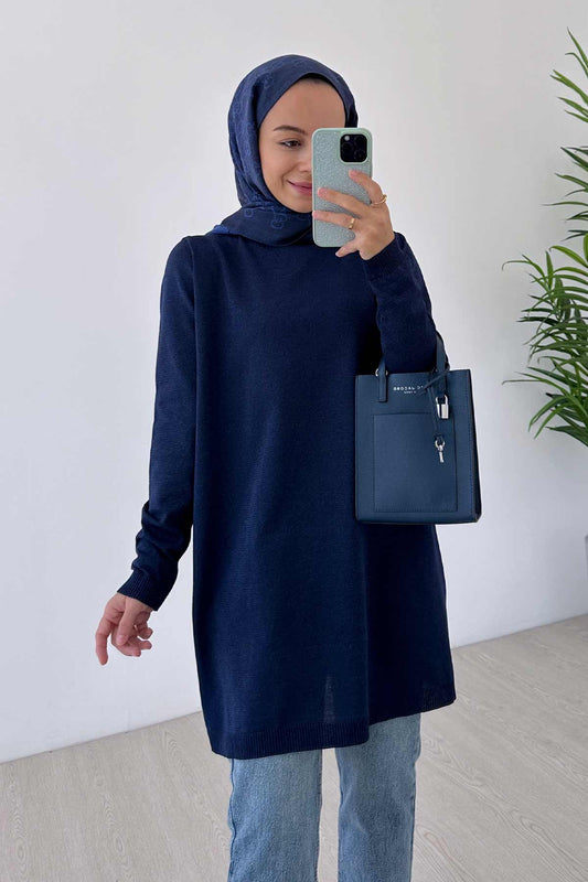 Basic Mercerized Tunic - Navy Blue