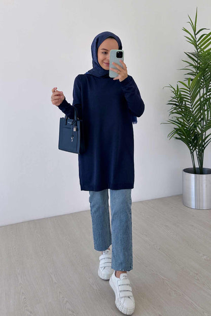 Basic Mercerized Tunic - Navy Blue