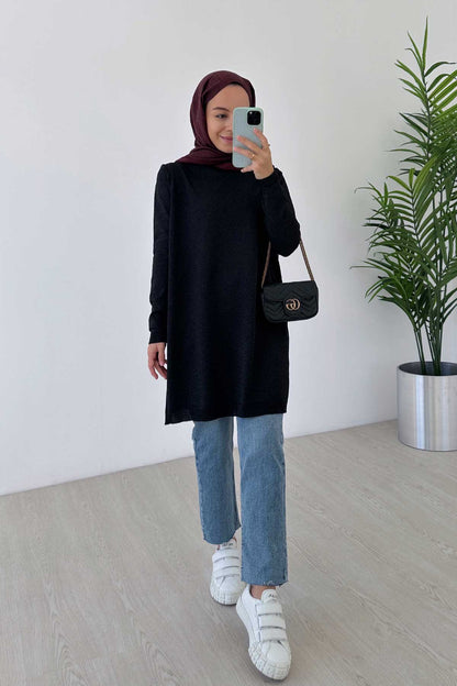 Basic Mercerized Tunic - Black