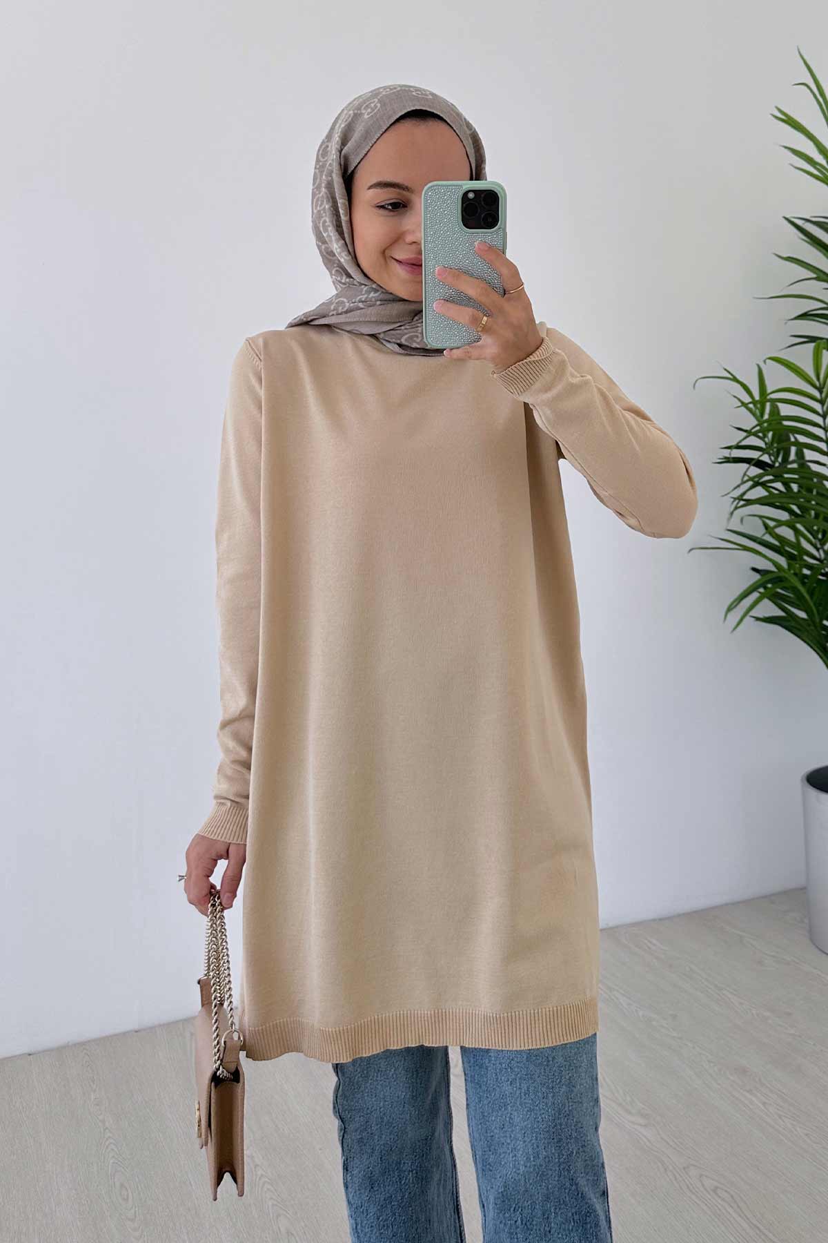 Basic Mercerized Tunic - Coffee Milk