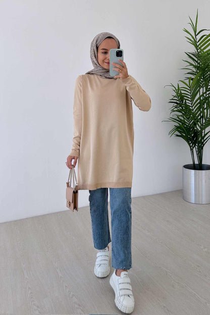 Basic Mercerized Tunic - Coffee Milk