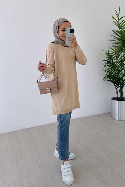 Basic Mercerized Tunic - Coffee Milk