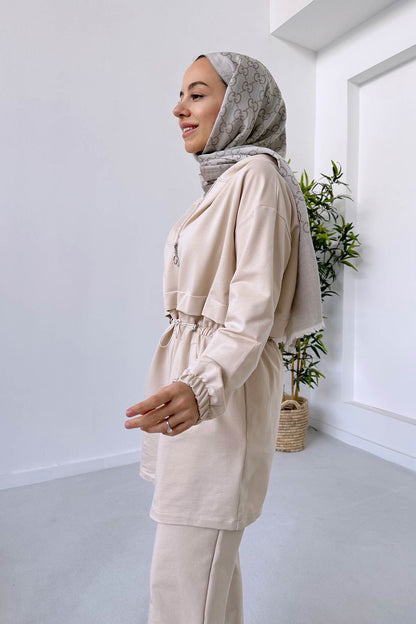 Waist Drawstring Suit - Beige