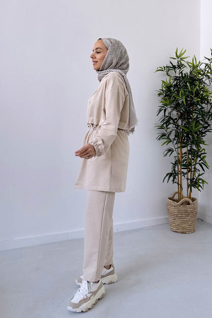 Waist Drawstring Suit - Beige