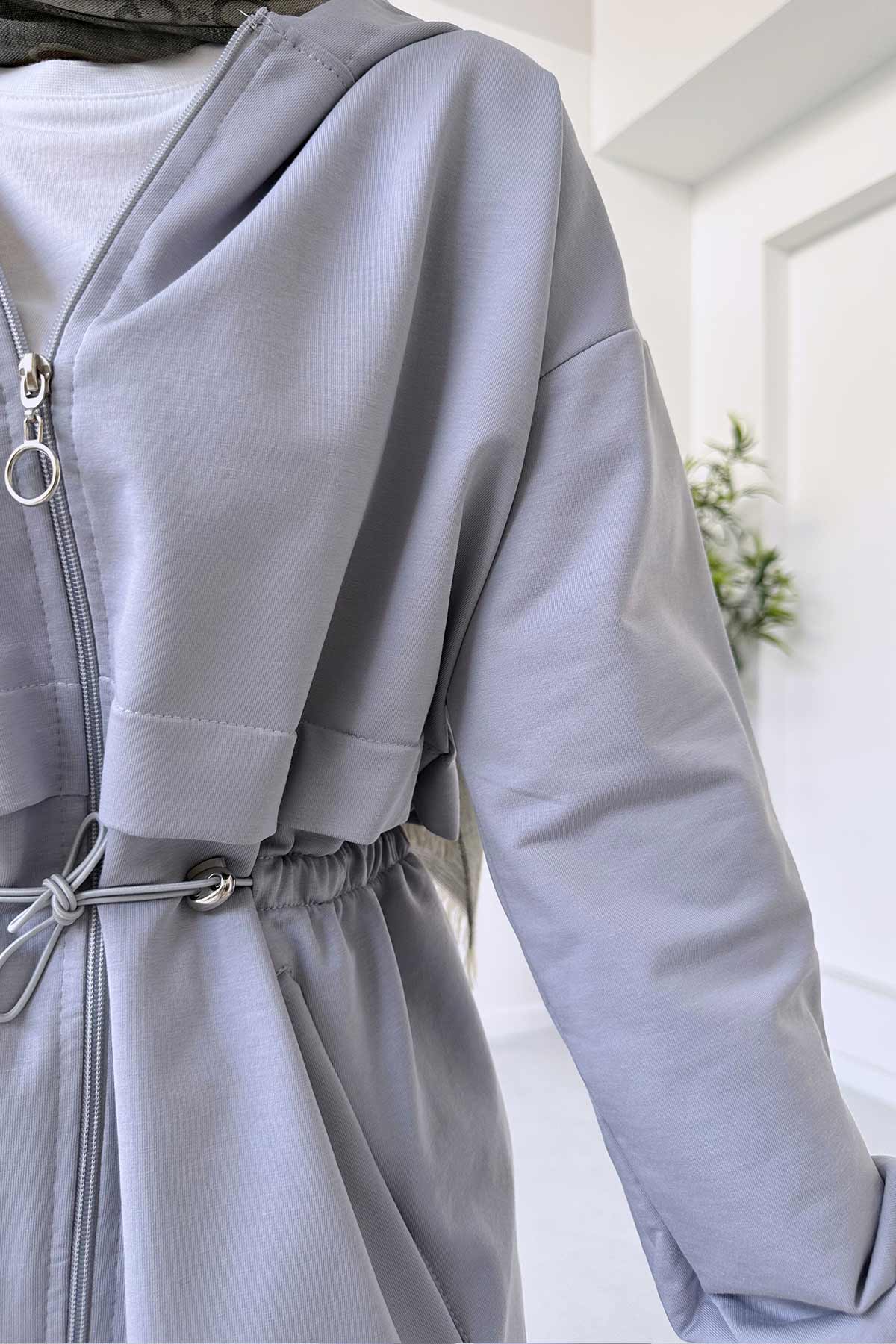 Waist Drawstring Suit - Grey