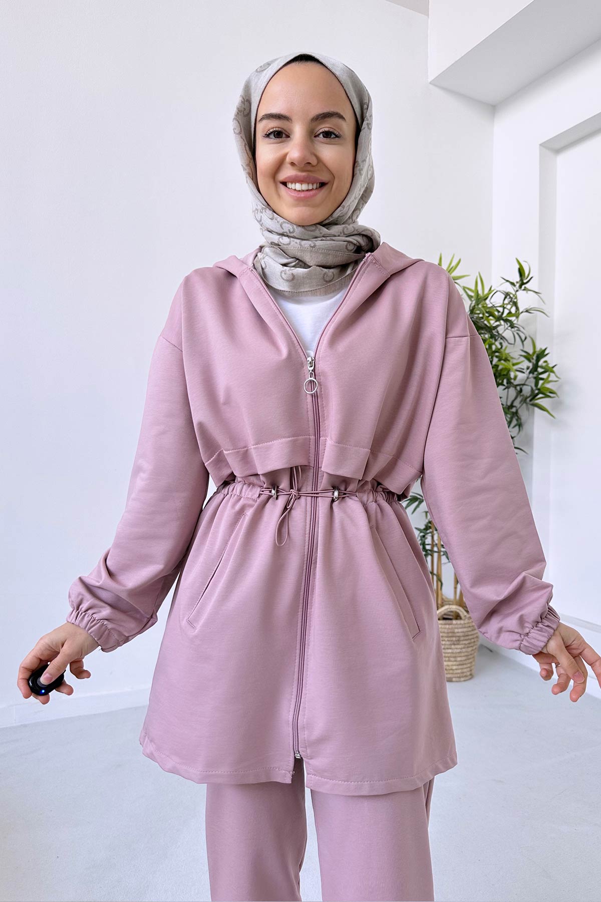 Waist Drawstring Suit - Pink