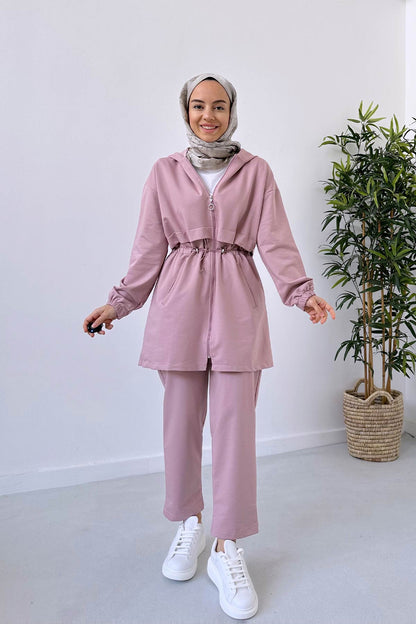 Waist Drawstring Suit - Pink