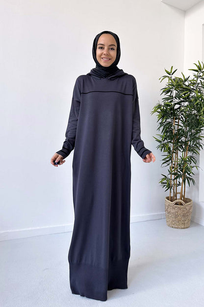 Hooded Mercerized Dress - Smoked Colored