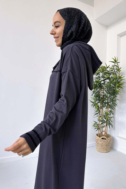 Hooded Mercerized Dress - Smoked Colored