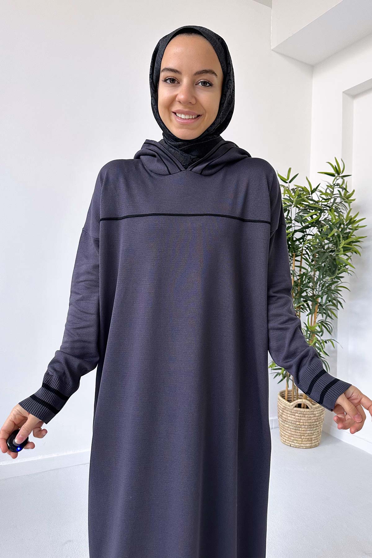 Hooded Mercerized Dress - Smoked Colored