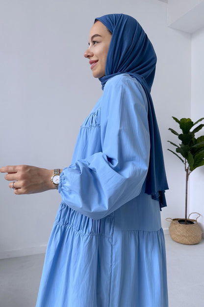 Poplin Casual Dress - Blue