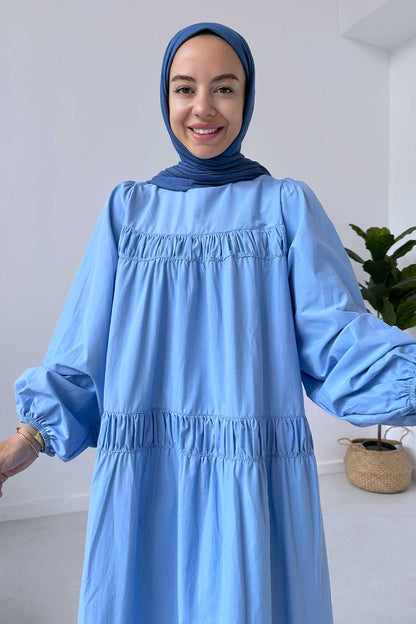 Poplin Casual Dress - Blue