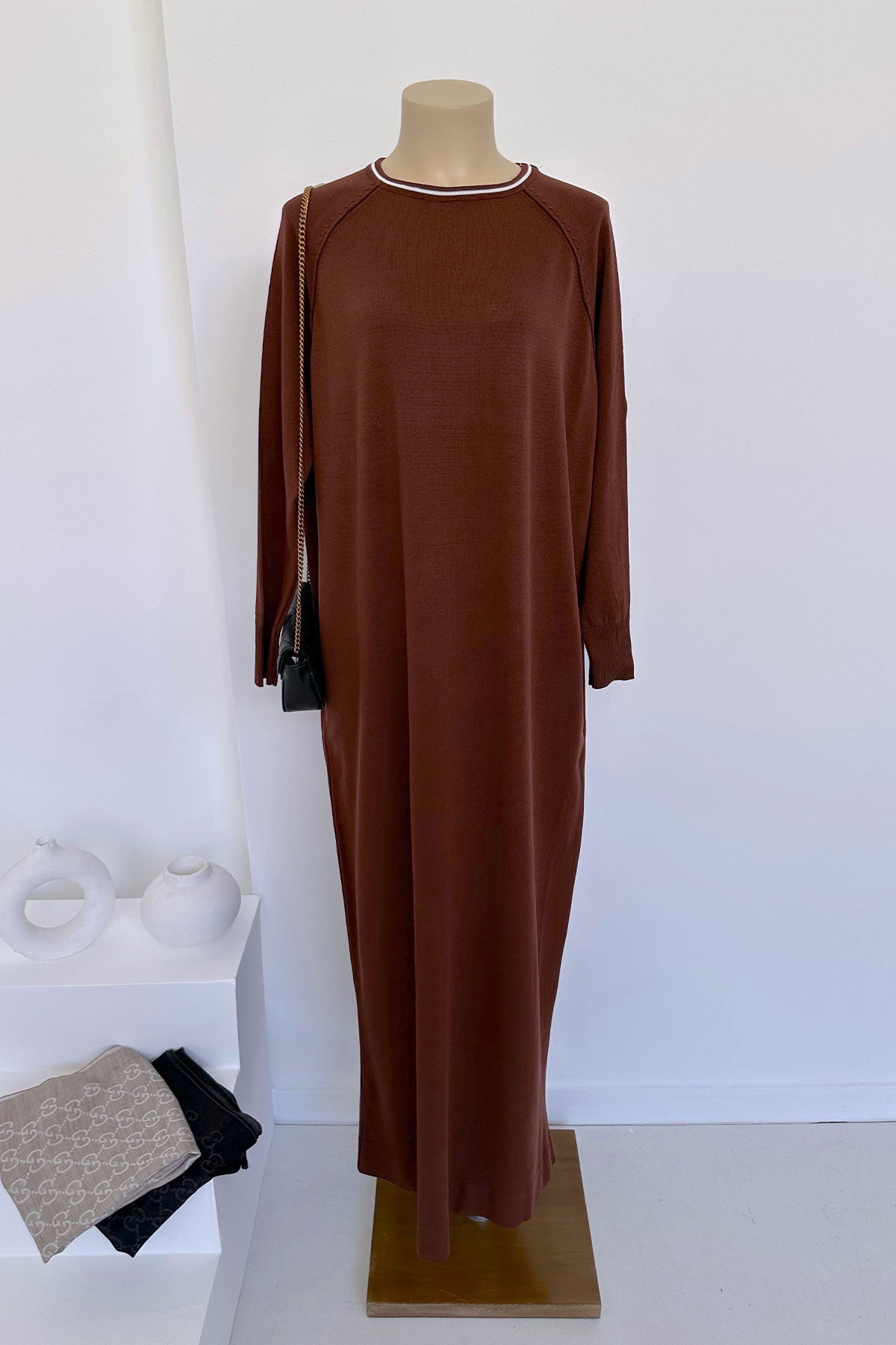 Raglan Mercerized Dress - Brown