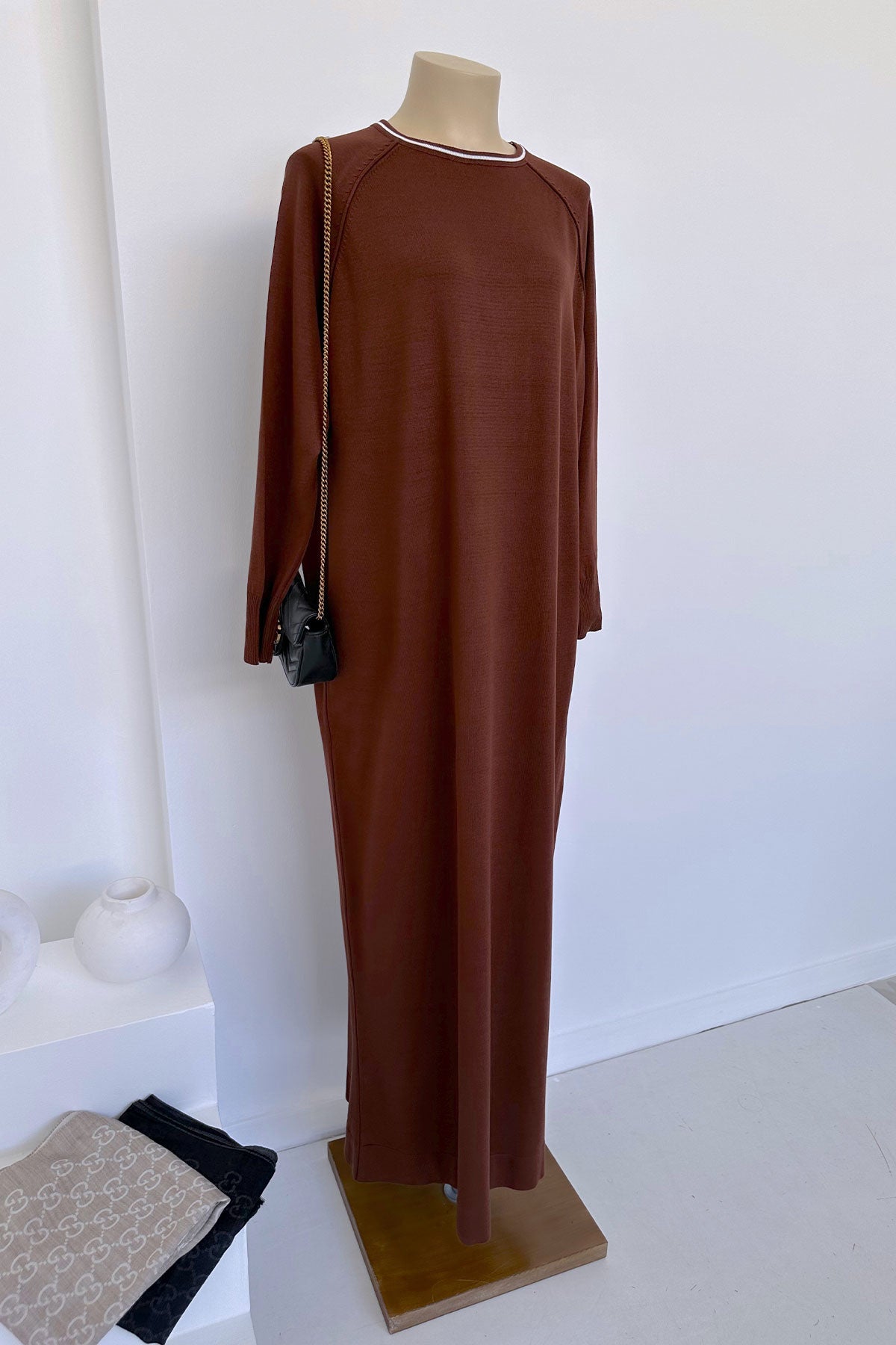 Raglan Mercerized Dress - Brown