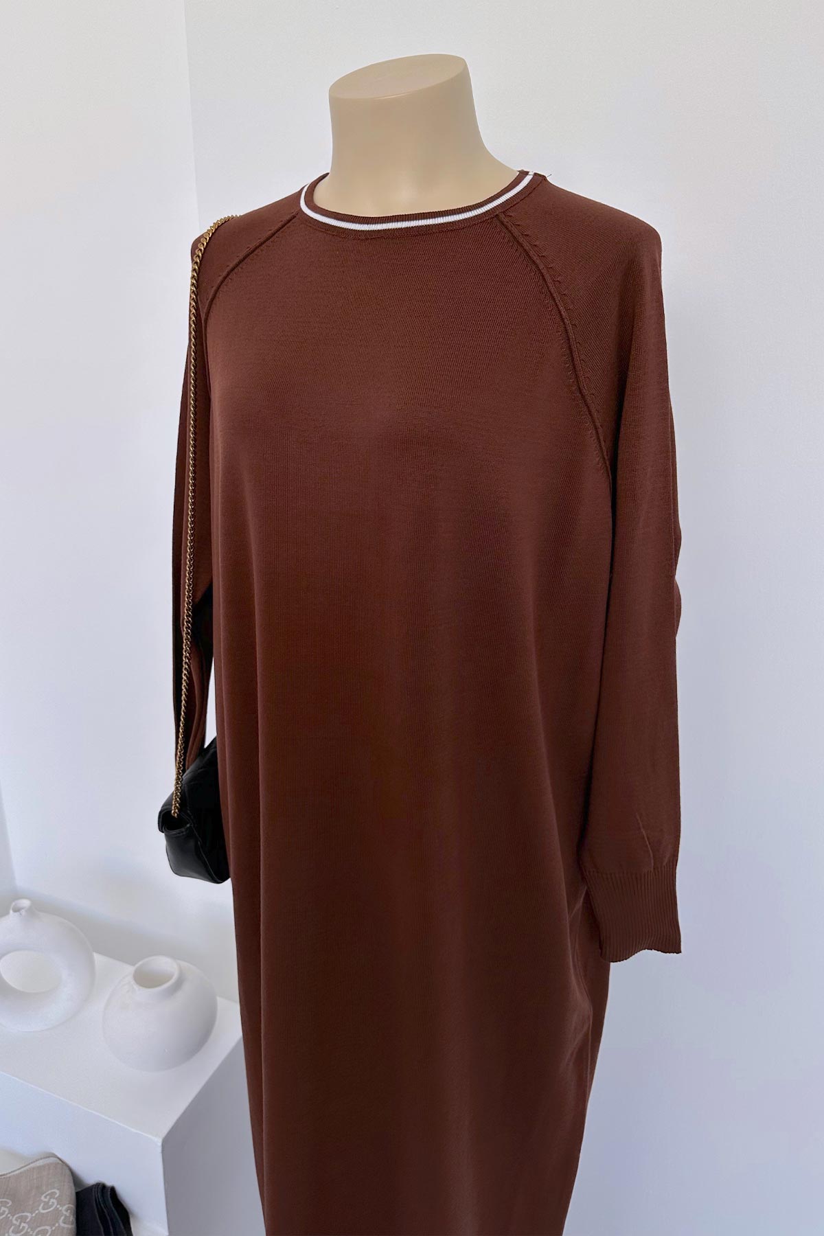 Raglan Mercerized Dress - Brown