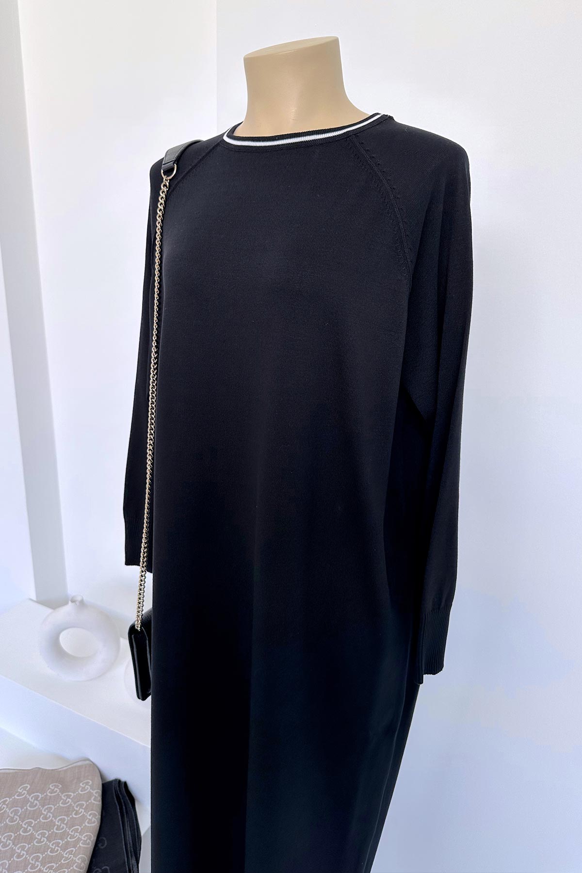 Raglan Mercerized Dress - Black