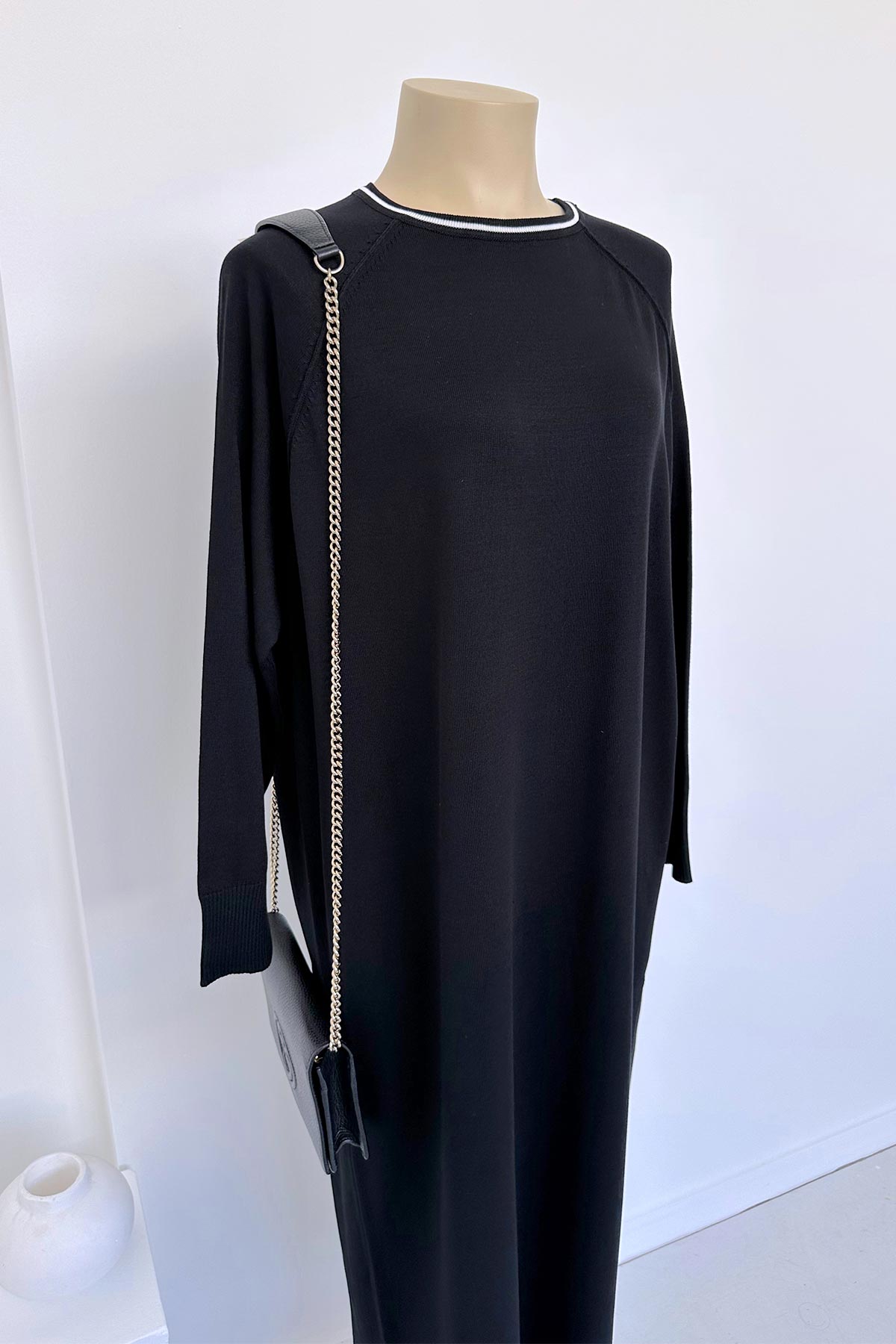 Raglan Mercerized Dress - Black