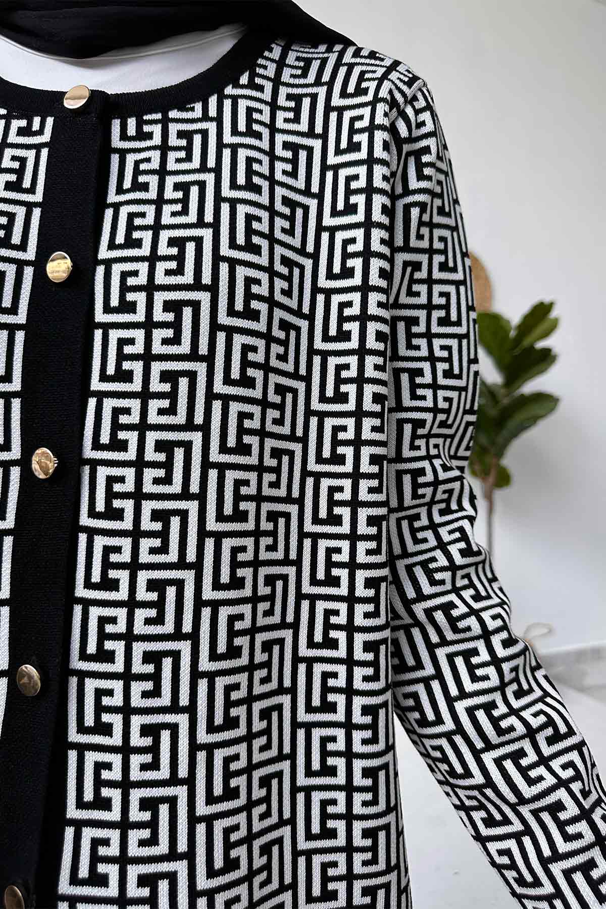 Black/White Patterned Cardigan