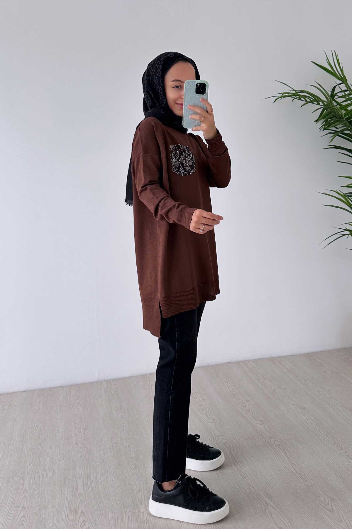 Stone Pocket Mercerized Tunic - Brown