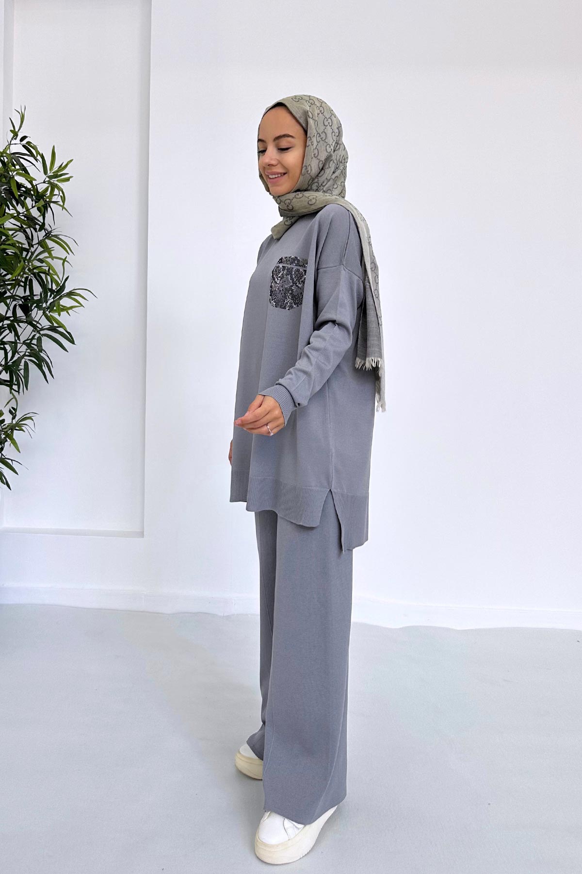 Stoned Pocket Mercerized Suit - Grey