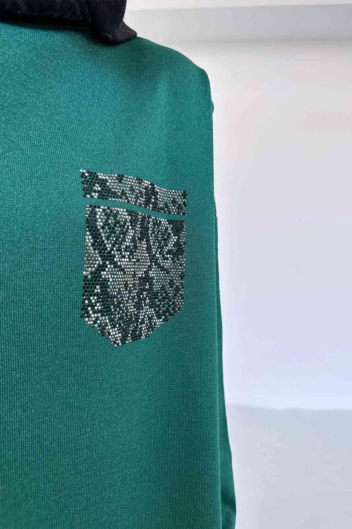 Stoned Pocket Mercerized Suit - Emerald Color