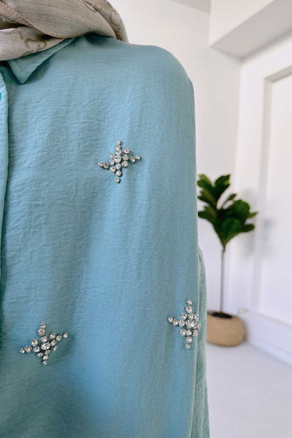 Star Stone Embroidered Modal Shirt - Water Green