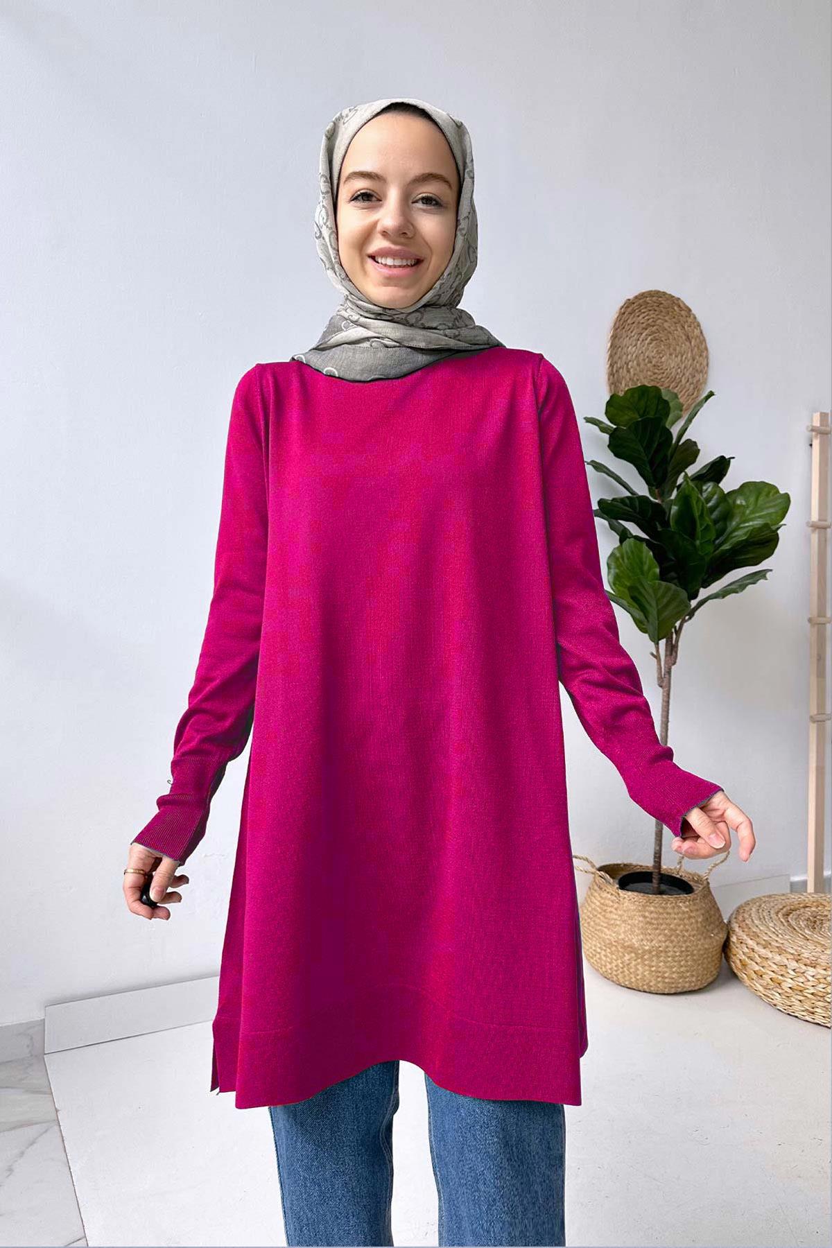 A Form Mercerized Tunic - Fuchsia