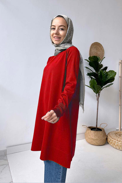 A Form Mercerized Tunic - Red