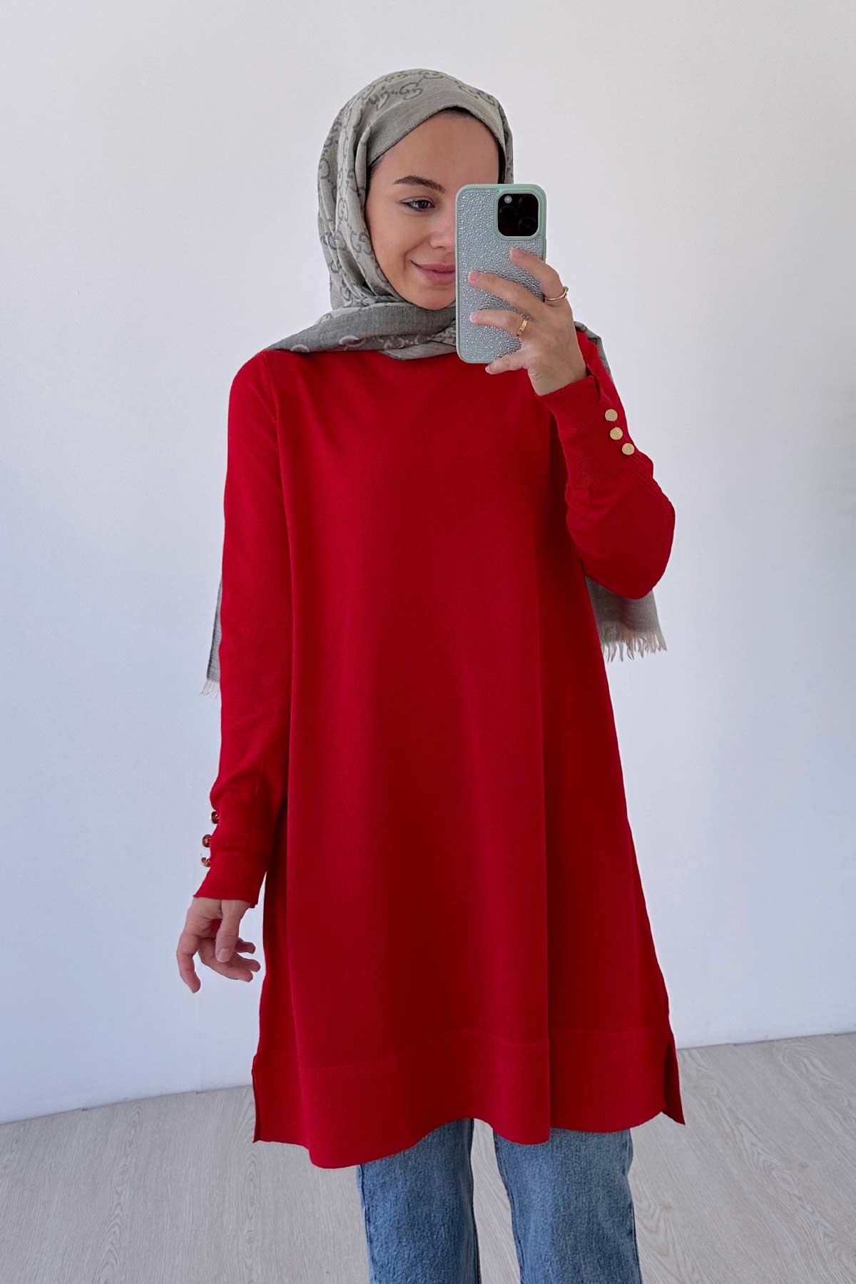 A Form Mercerized Tunic - Red