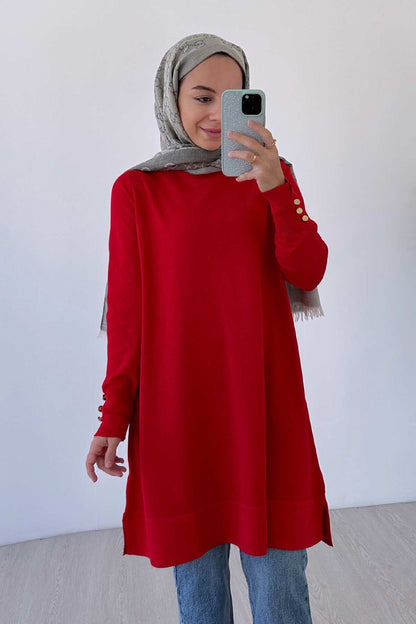 A Form Mercerized Tunic - Red