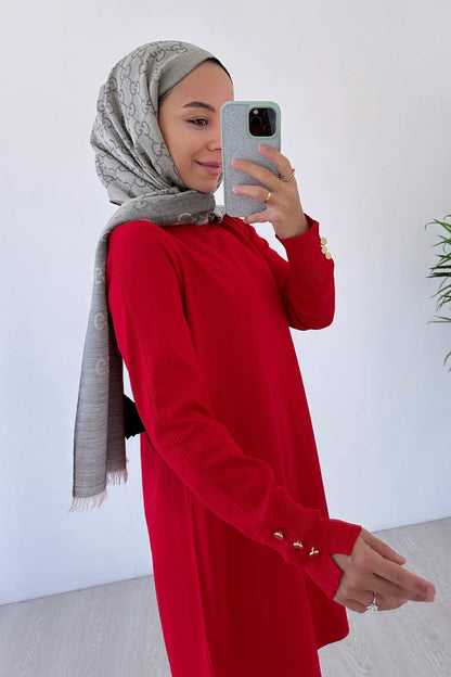 A Form Mercerized Tunic - Red