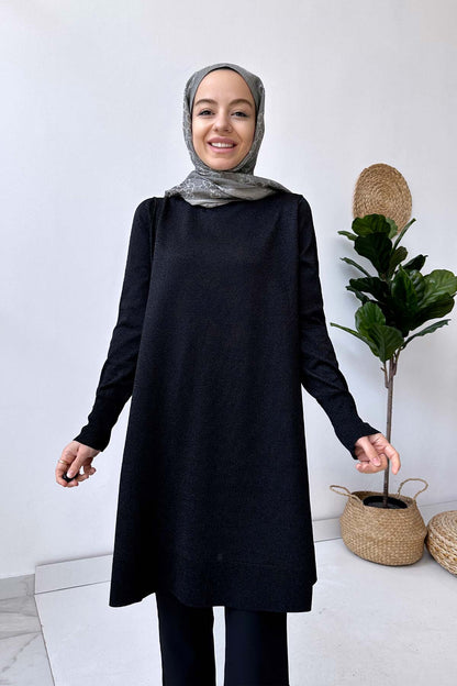 A Form Mercerized Tunic - Black