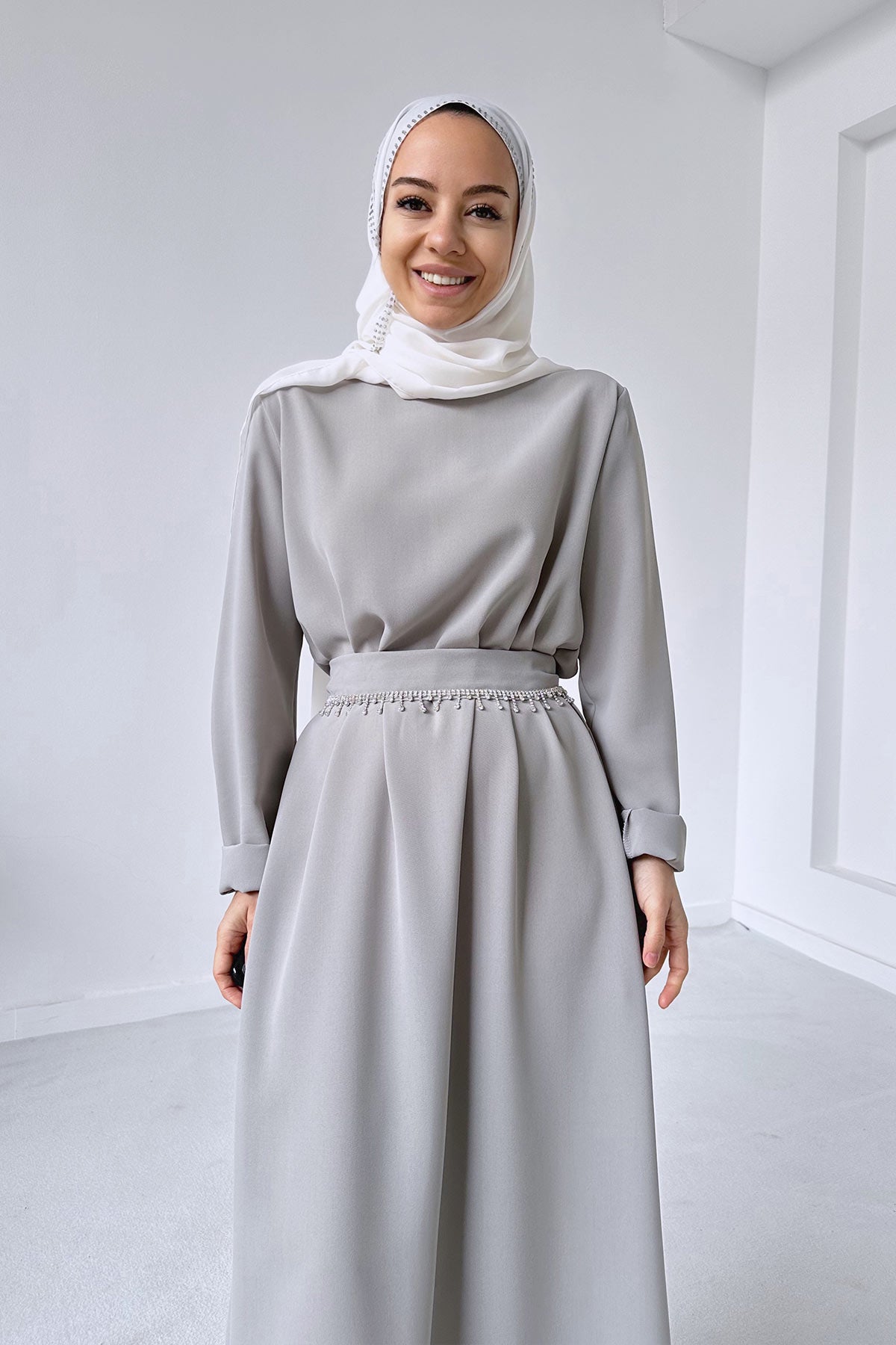 Abaya Double Suit - Grey