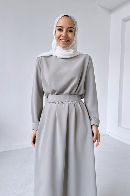 Abaya Double Suit - Grey