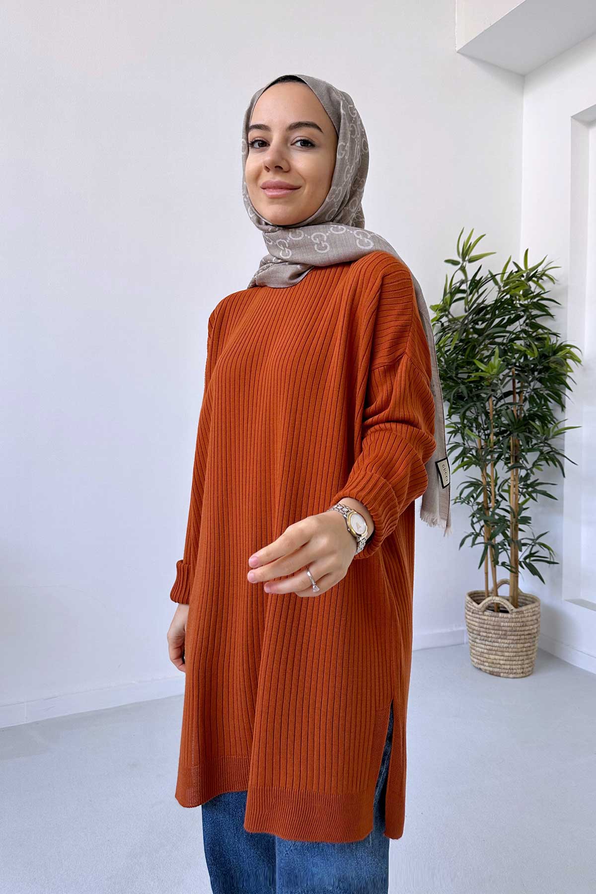 Anje Knitwear Tunic - Cinnamon