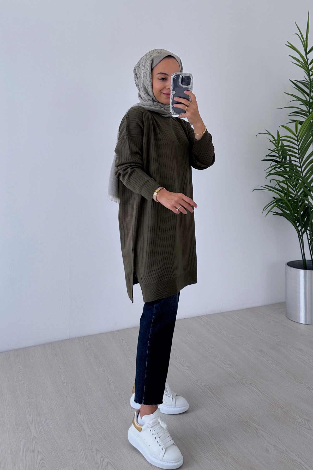 Anje Knitwear Tunic - Khaki