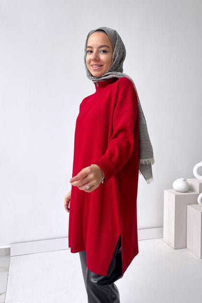 Anje Knitwear Tunic - Red