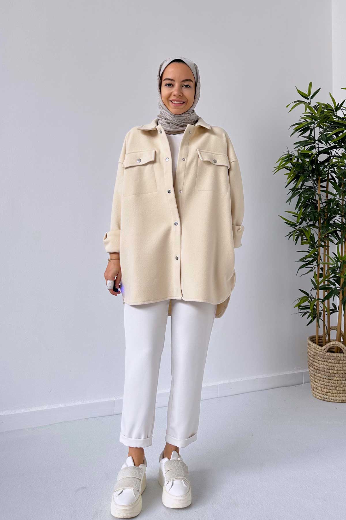 Side Pocket Jacket - Beige