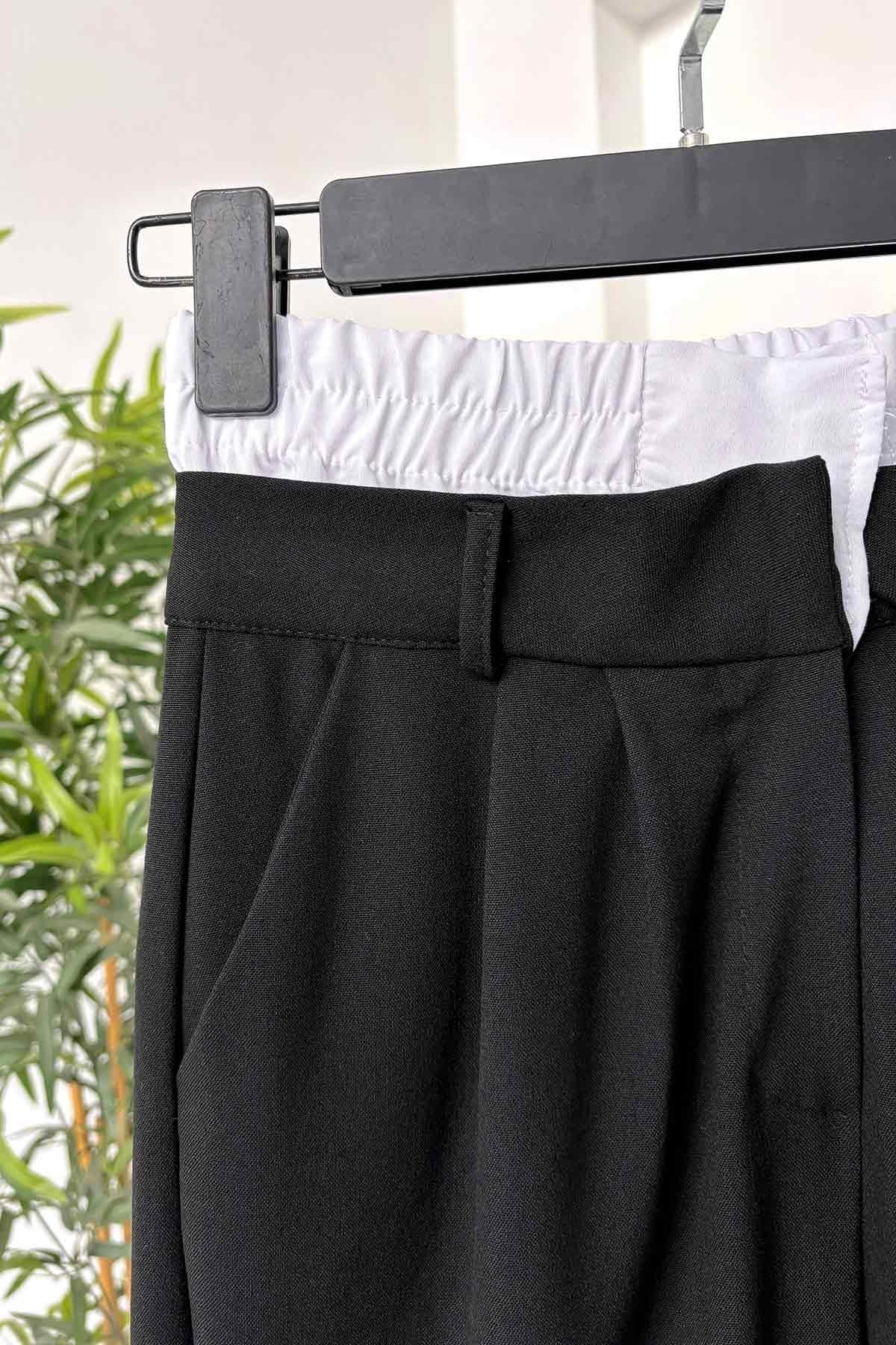 Elasticated Waist Pants - Black