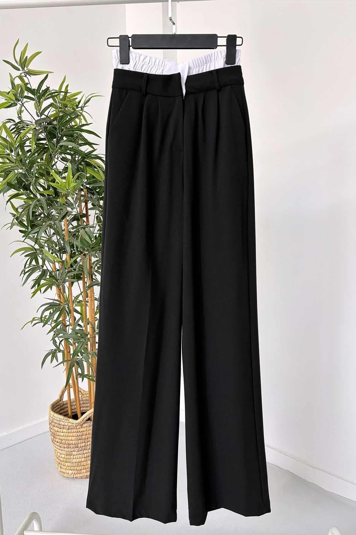 Elasticated Waist Pants - Black