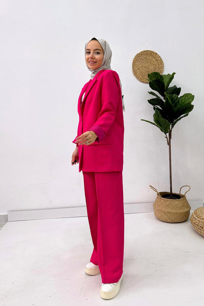 Double Button Jacket & Pants Double Suit - Fuchsia