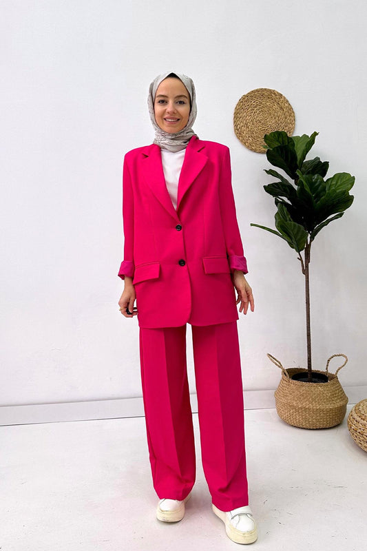 Double Button Jacket & Pants Double Suit - Fuchsia