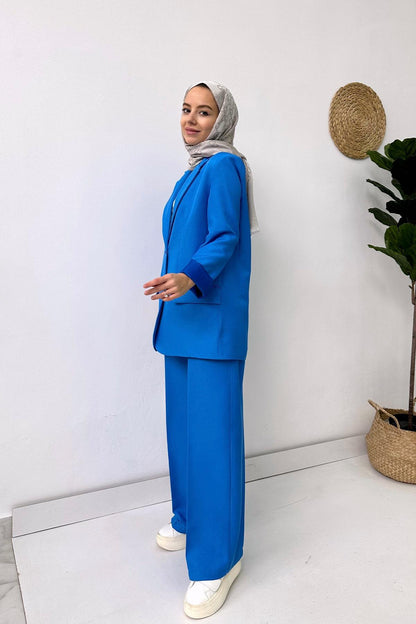 Double Button Jacket & Pants Double Suit - Saxe