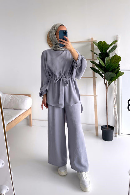 Waist Belt Suit - Grey