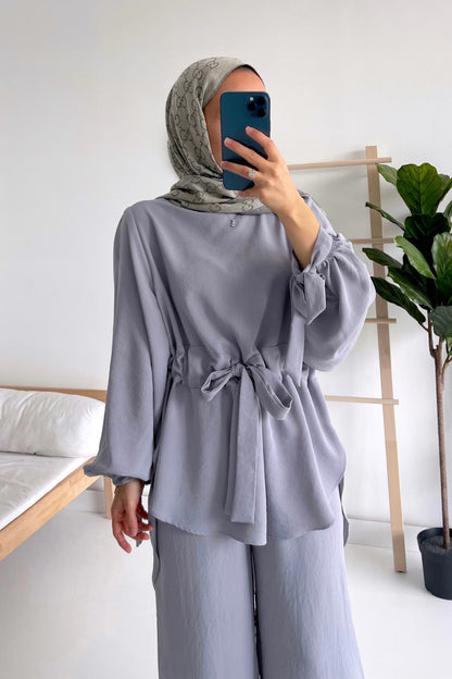 Waist Belt Suit - Grey